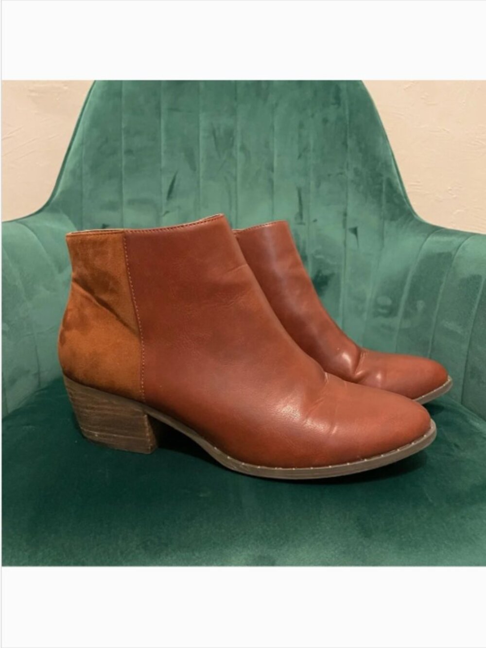 American Eagle Suede & Vegan Leather Brown Ankle Boots Sz 9